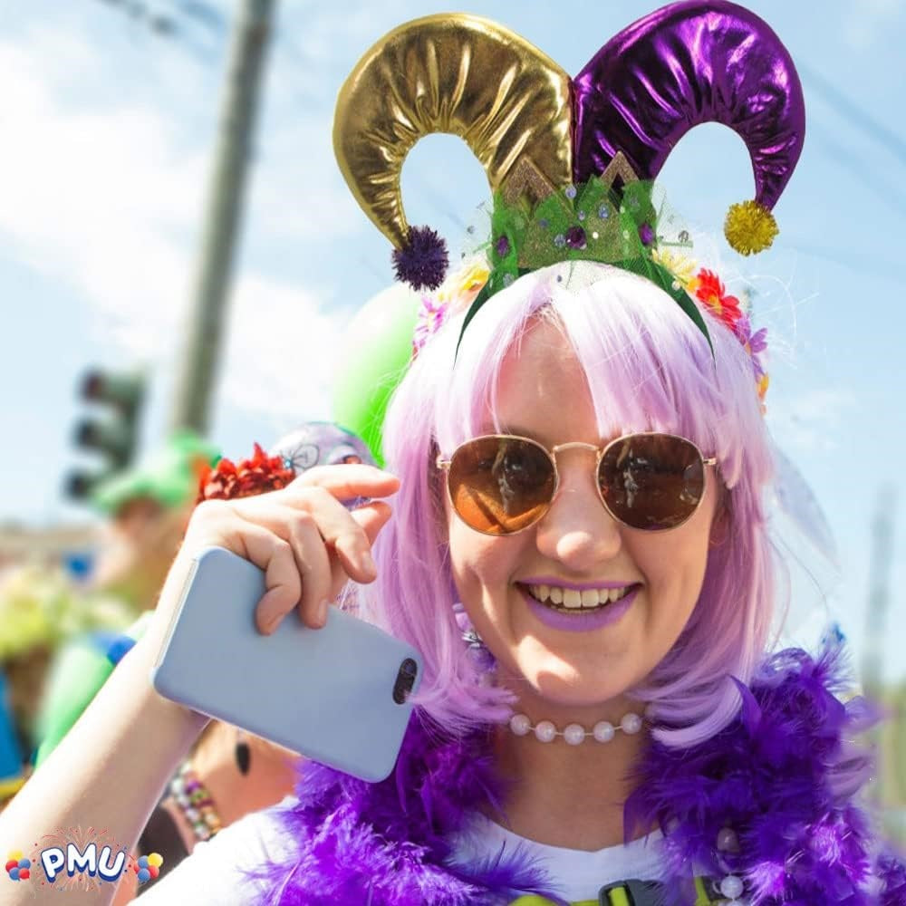 PMU Mardi Gras Jester, Crawfish, Sequin Hat, Headband Costume Accessory
