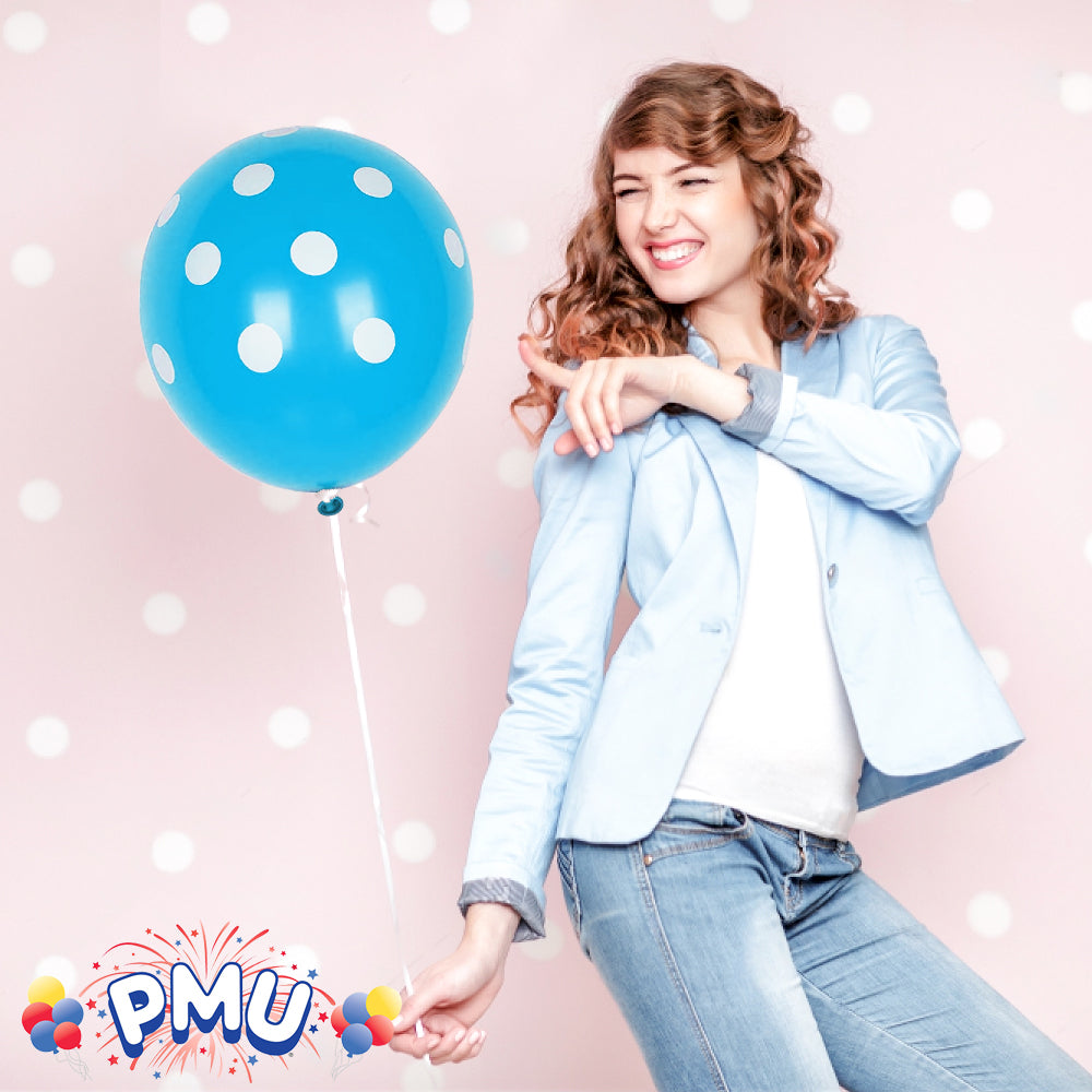 PMU Polka Dot Balloons PartyTex 11 Inch with All-Over Print White Dots