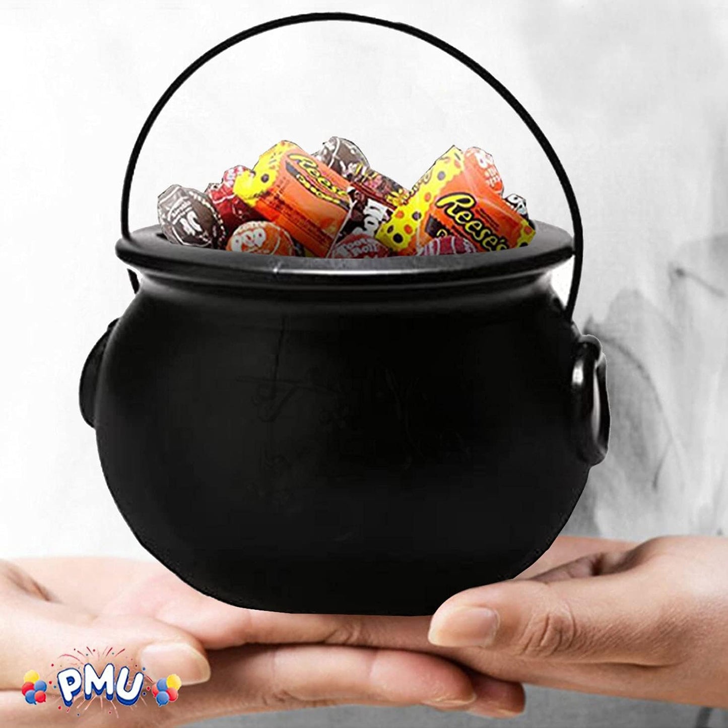 PMU Halloween Cauldron - Blow Mold Plastic Party Accessory - Candy Holder for Kids - Halloween Party Favors & Supplies - 8 Inch