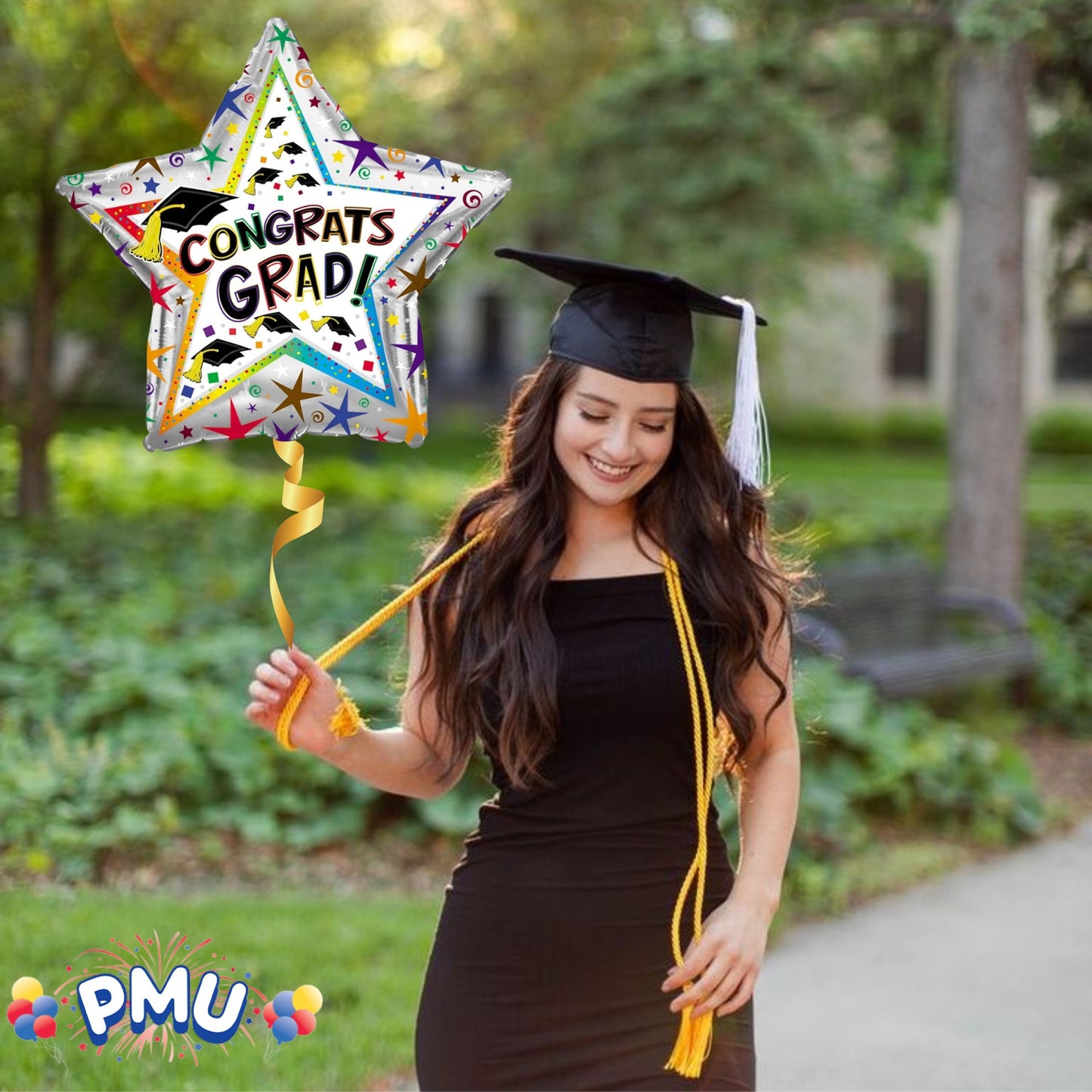 PMU Graduation Congrats Grad Star Shape 30 Inch Mylar Balloon
