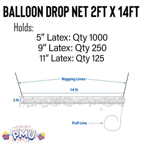 PMU Balloon Release - Reusable Balloon Netting - Balloon Drop Release for Birthday Celebration, Graduation, New Year’s Eve Party Supplies