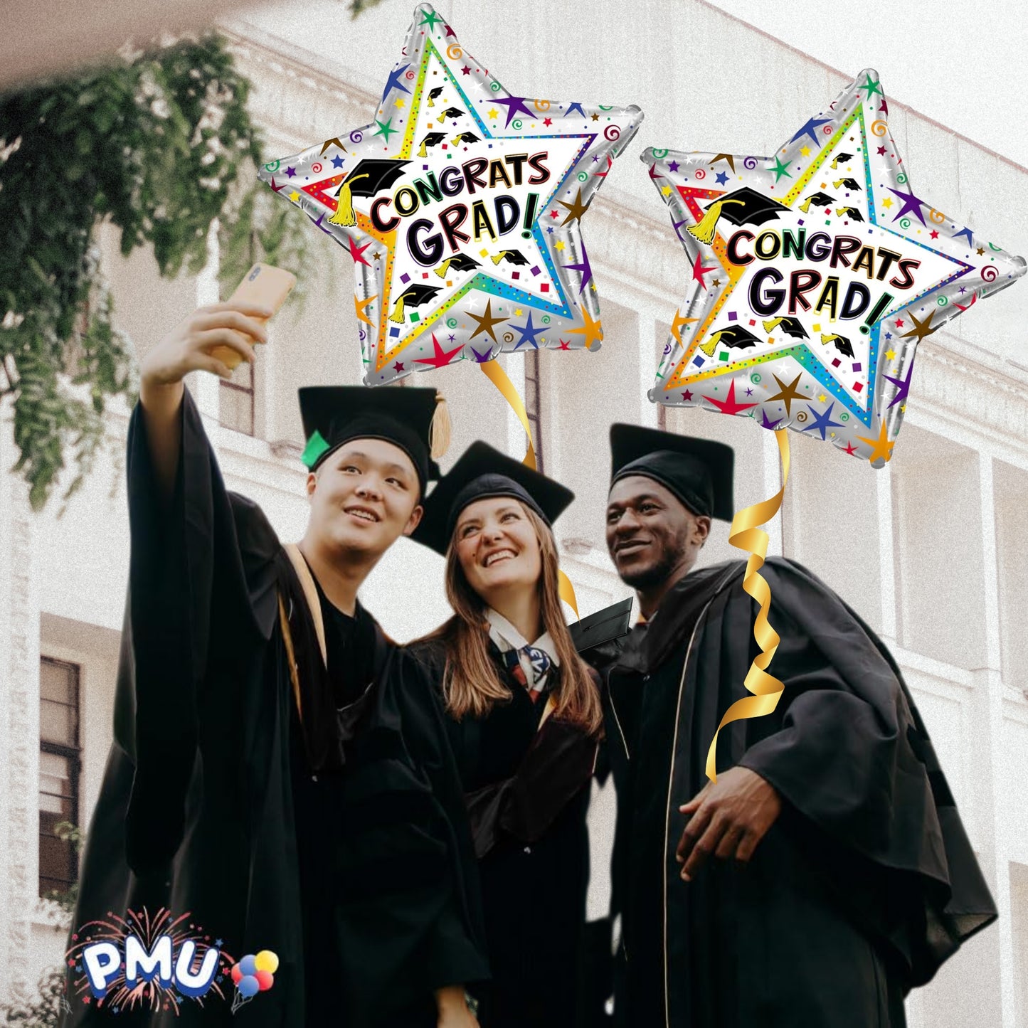 PMU Graduation Congrats Grad Star Shape 30 Inch Mylar Balloon