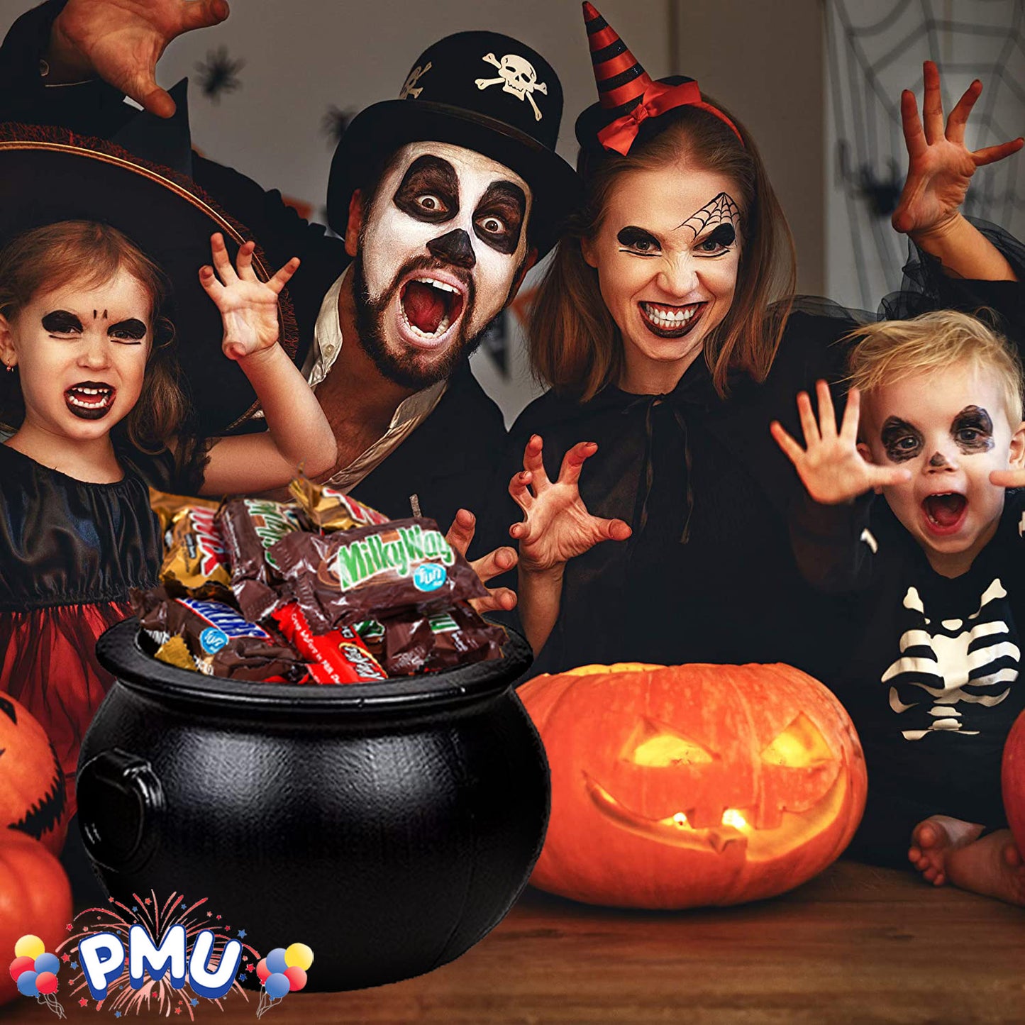 PMU Halloween Cauldron - Blow Mold Plastic Party Accessory - Candy Holder for Kids - Halloween Party Favors & Supplies - 12 Inch Black