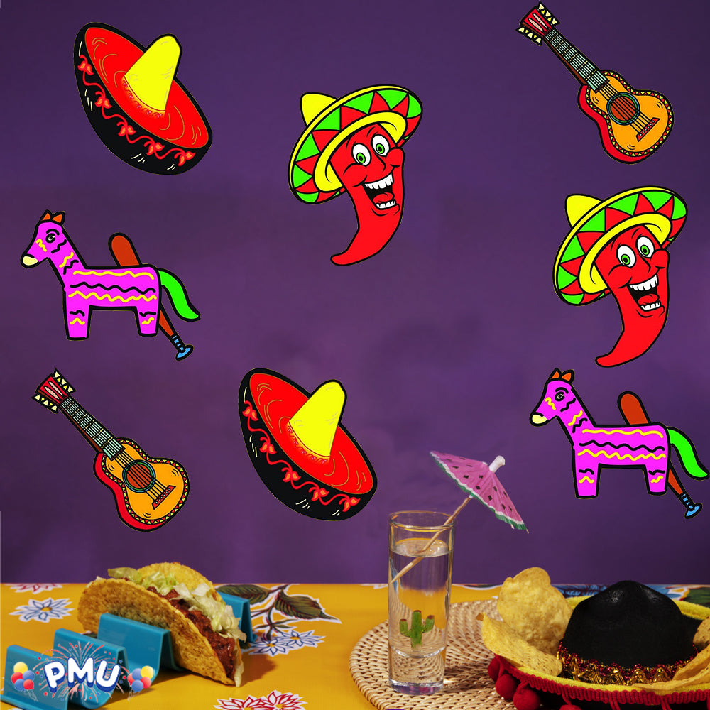 PMU Cinco de Mayo Cut Out Decorations & Mexican Themed Photo Booth Prop Set