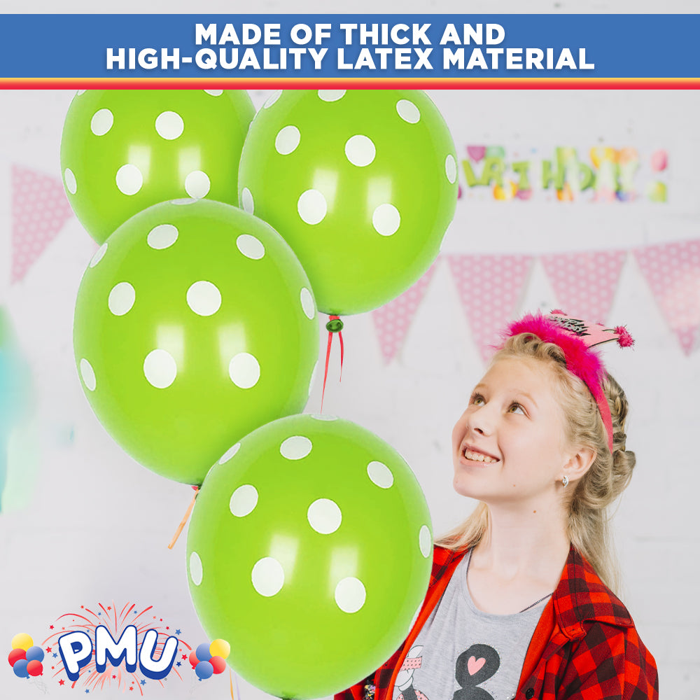 PMU Polka Dot Balloons PartyTex 11 Inch with All-Over Print White Dots