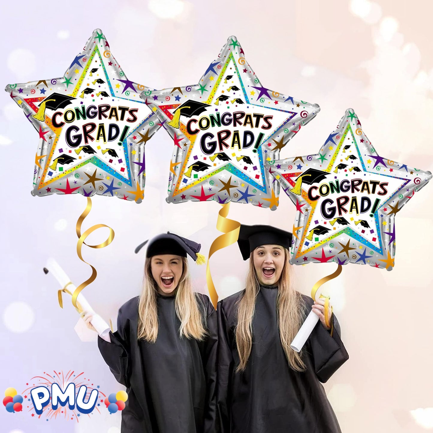 PMU Graduation Congrats Grad Star Shape 30 Inch Mylar Balloon