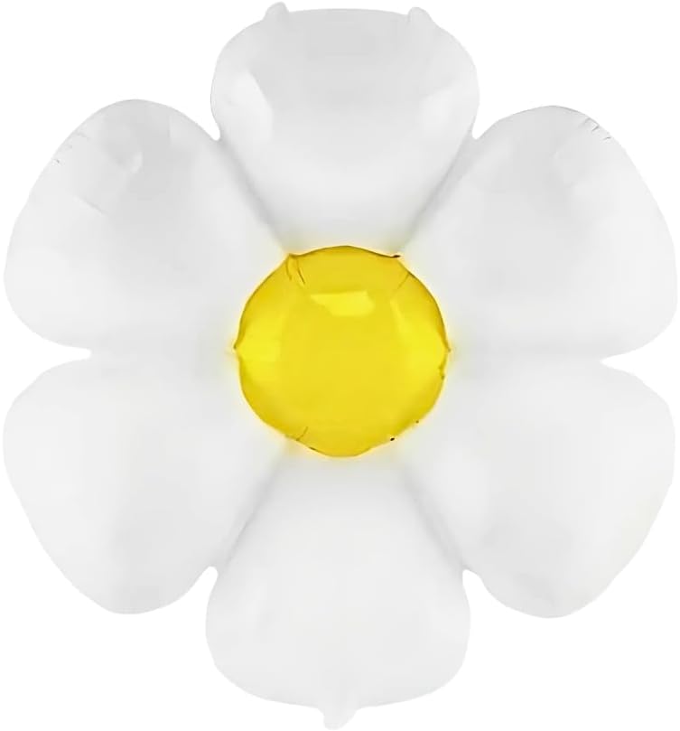 PMU Mylar White Daisy Flower Shaped Mylar Balloon - Party Decorations for Birthday Wedding Baby Shower Party Decorations Supplies