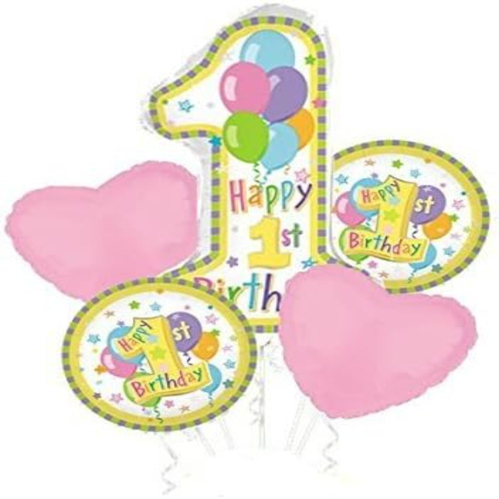 PMU Happy 1st. Birthday Pastel Balloon Bouquet (5/pkg) Pkg/1