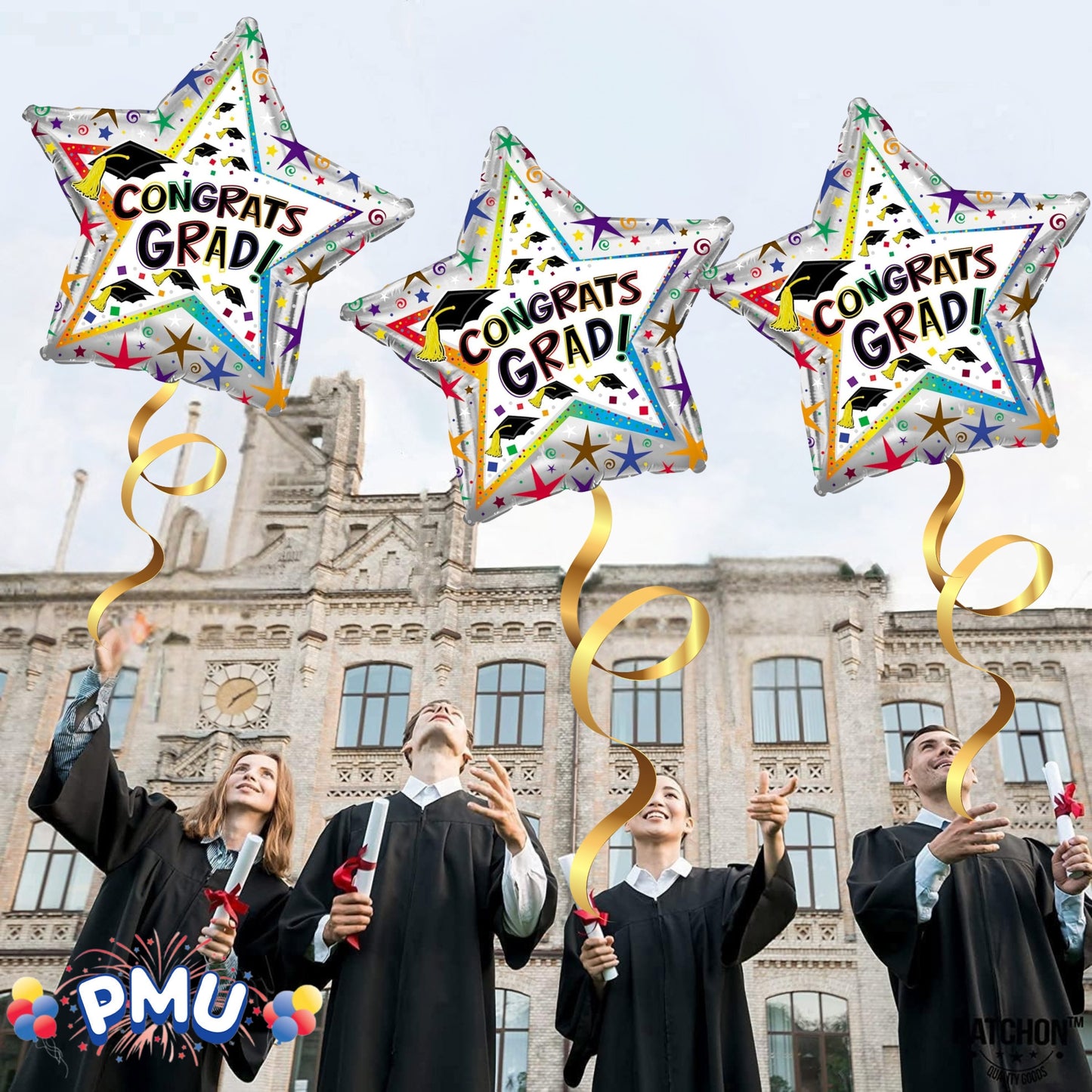 PMU Graduation Congrats Grad Star Shape 30 Inch Mylar Balloon