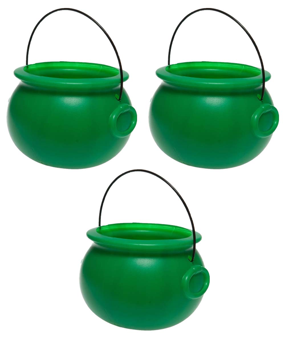 PMU Halloween 8 inch Cauldron Plastic Bucket - Halloween Party Favors - Candy Holder for Kids, Witches Green