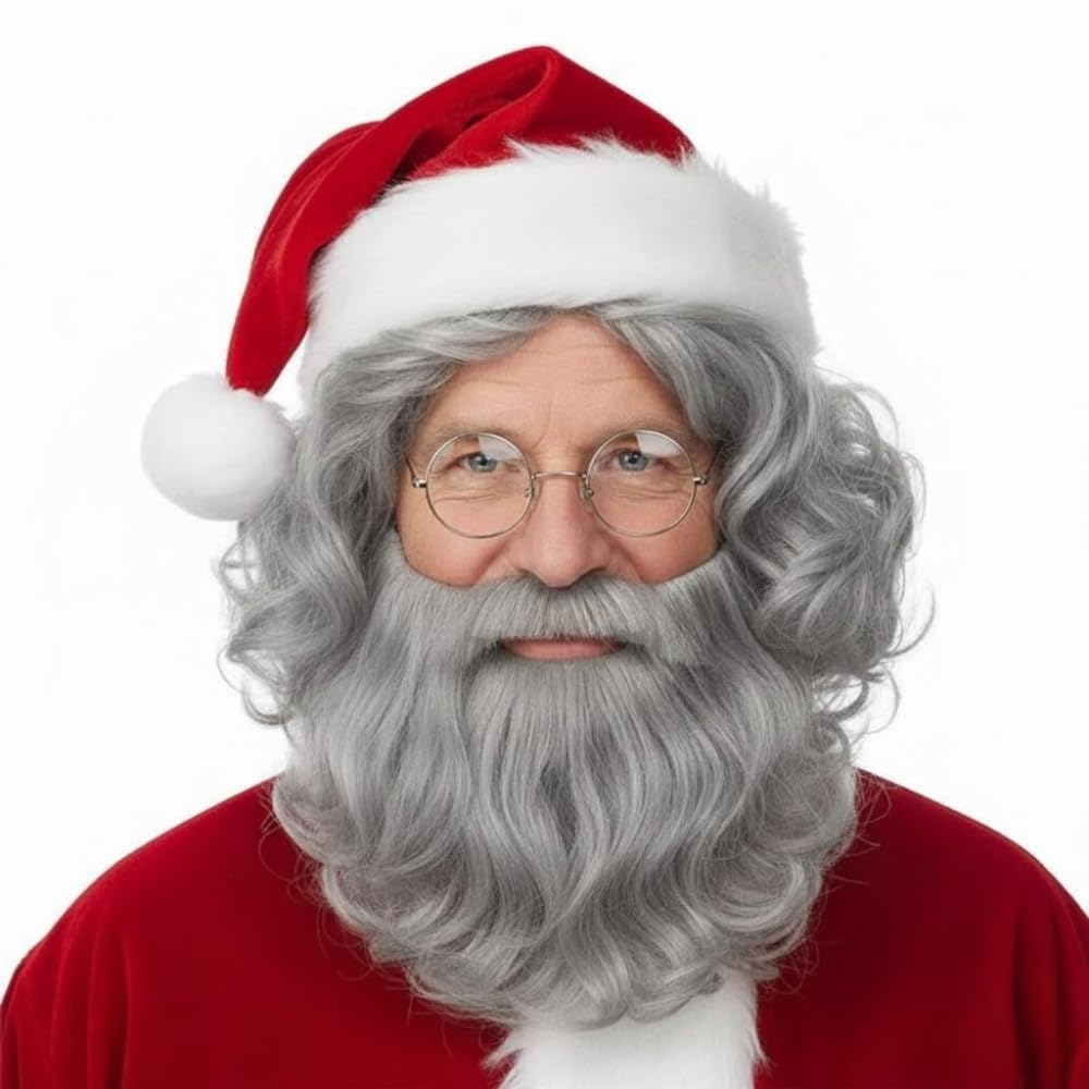 PMU Mens Deluxe Santa and Beard Set Costume Wig