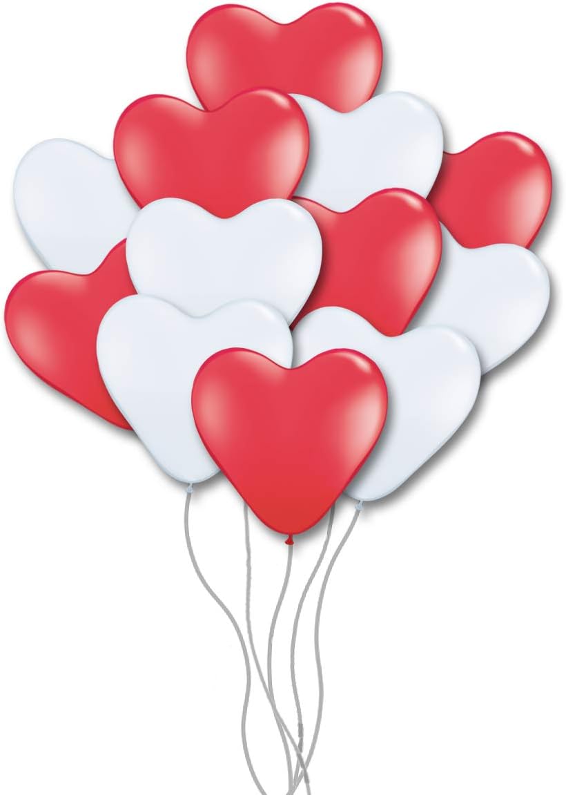 PMU Heart Shaped Balloons 15 Inch PartyTex Premium Latex Valentines Day, Weddings, Birthdays, Anniversaries, Engagements
