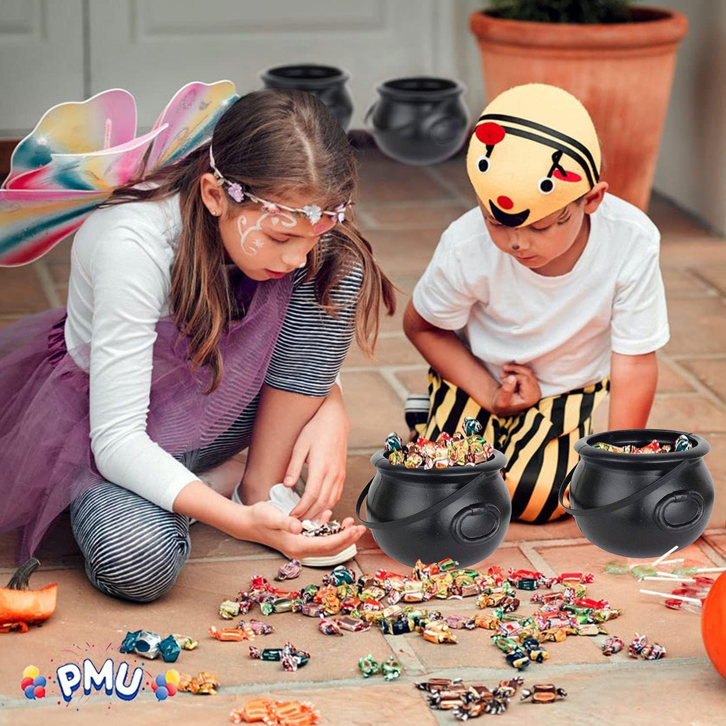PMU Halloween Cauldron - Blow Mold Plastic Party Accessory - Candy Holder for Kids - Halloween Party Favors & Supplies - 8 Inch