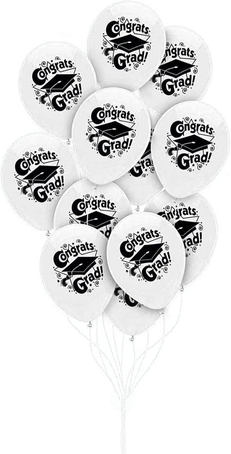 PMU Graduation Balloons | Premium Congrats Grad Balloon with All-Over Print Grad Caps-Confetti and Streamers | Graduation Party Supplies & Decorations | Latex Balloons