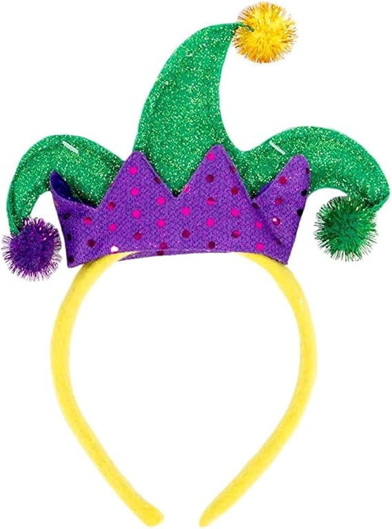 PMU Mardi Gras Headband Wearable Holiday Party Costume for Men and Women Party Accessory Pkg/1,3,6