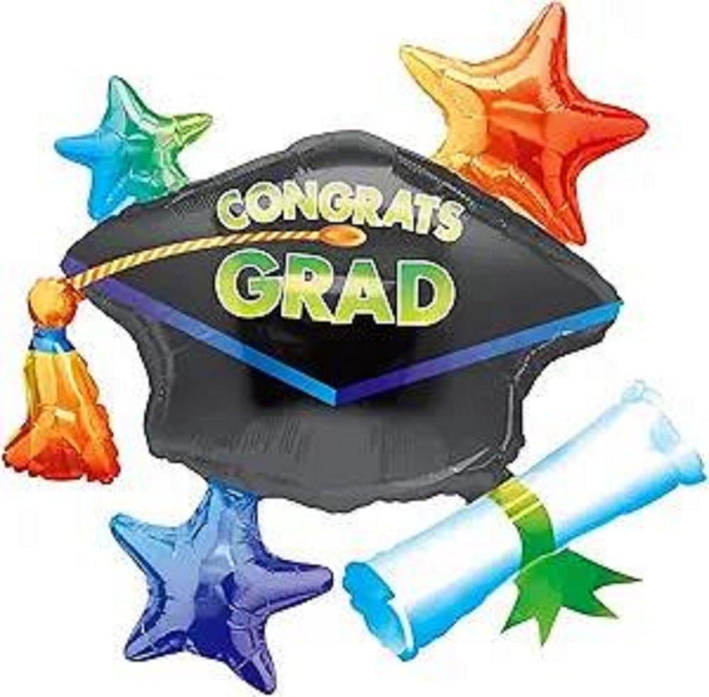 PMU Graduation Congrats Grad Star Shape 30 Inch Mylar Balloon