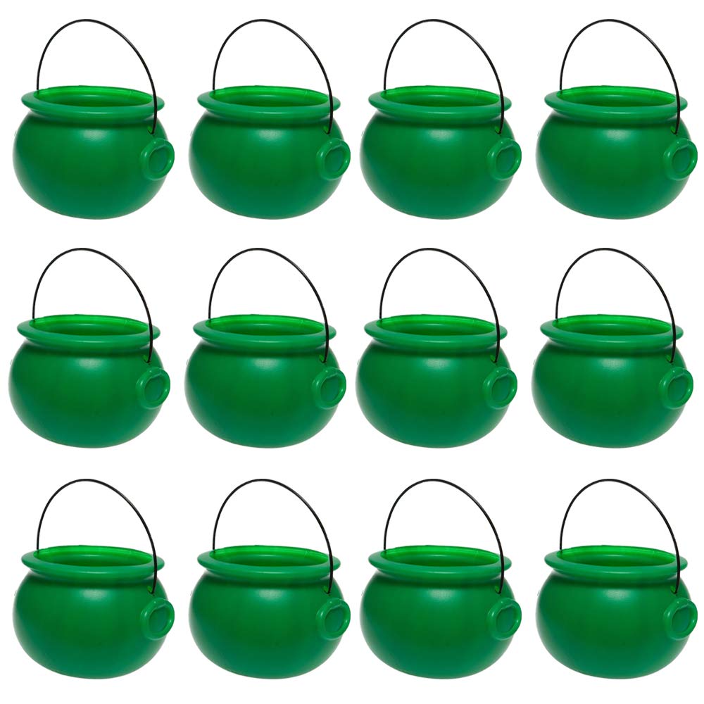 PMU Halloween 8 inch Cauldron Plastic Bucket - Halloween Party Favors - Candy Holder for Kids, Witches Green