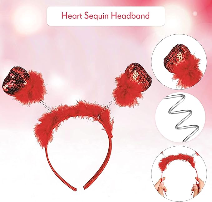 PMU Valentine's Day Head Boppers Valentines Day Headband Holiday Party Costume Accessories and Photo Props