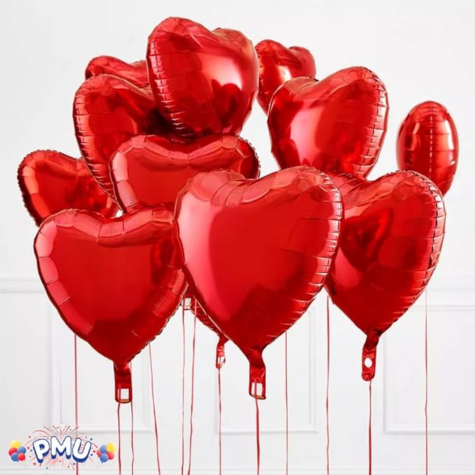 PMU Valentine's Day Red Heart Shaped 18 Inches Mylar - Foil Balloons