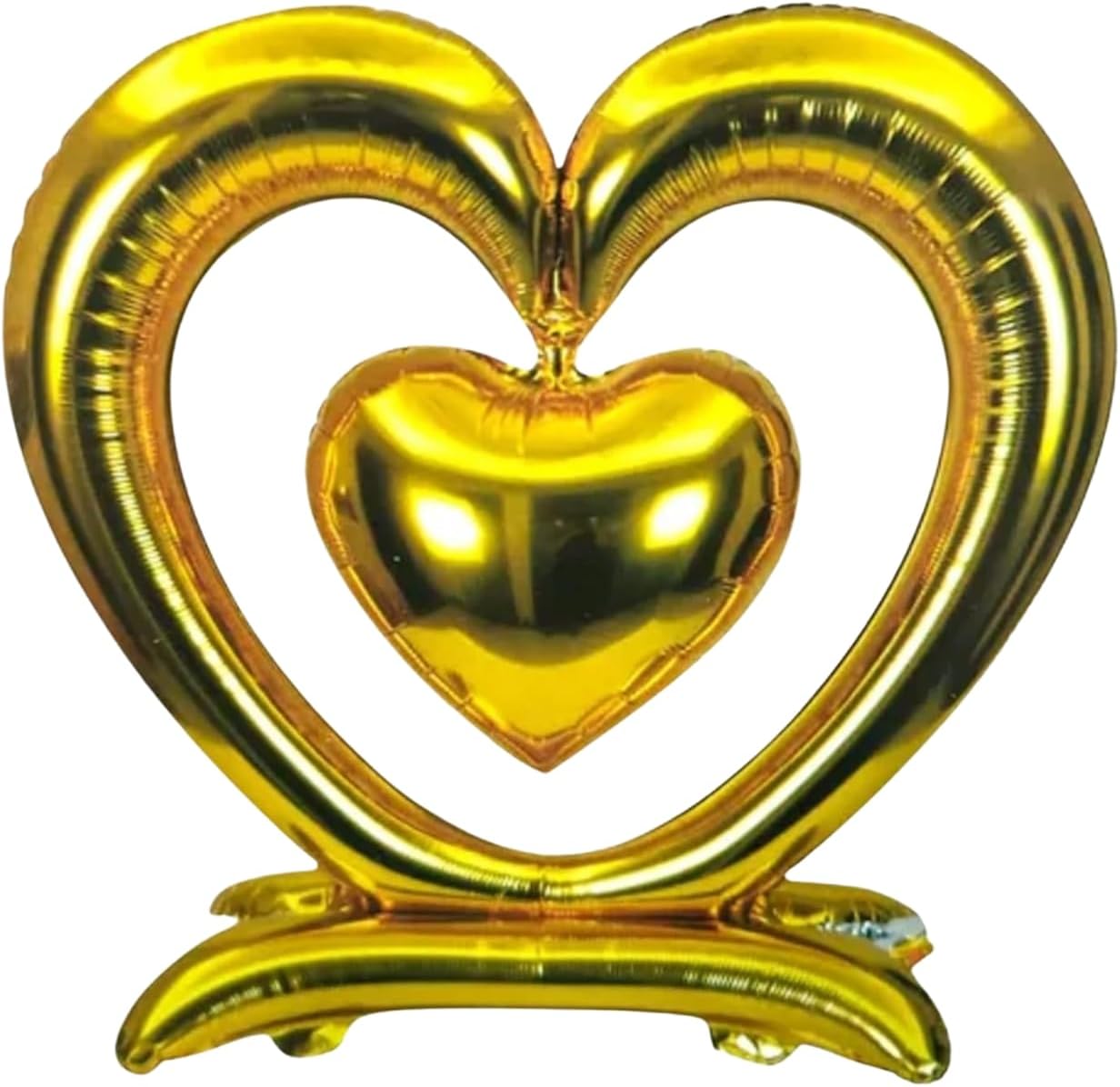 PMU 18-Inch Valentine's Day Heart Shaped Air Inflated Standing Open Heart Tabletop Mylar Foil Balloon