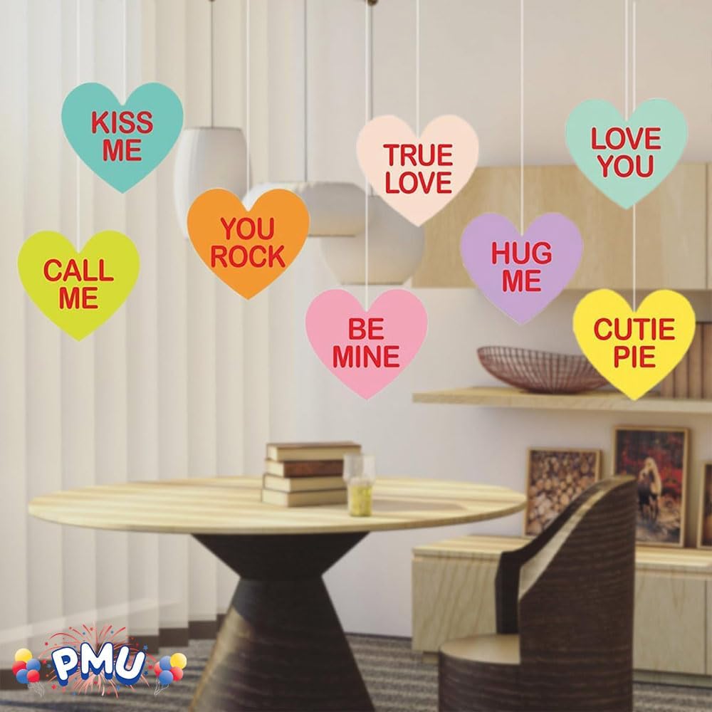 PMU Valentine’s Day Decorations Packaged Candy Heart Cutouts 14 Inch Party Accessory Valentine's Day Theme Event Decoration Indoor/Outdoor Party Accessories (4/pkg) Pkg/1
