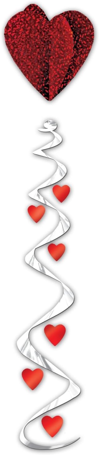PMU Valentine’s Day Decorations Jumbo Heart Whirl 48 Inch Hanging Party Accessory Valentine's Day Theme Indoor/Outdoor Event Decoration (1/pkg) Pkg/1
