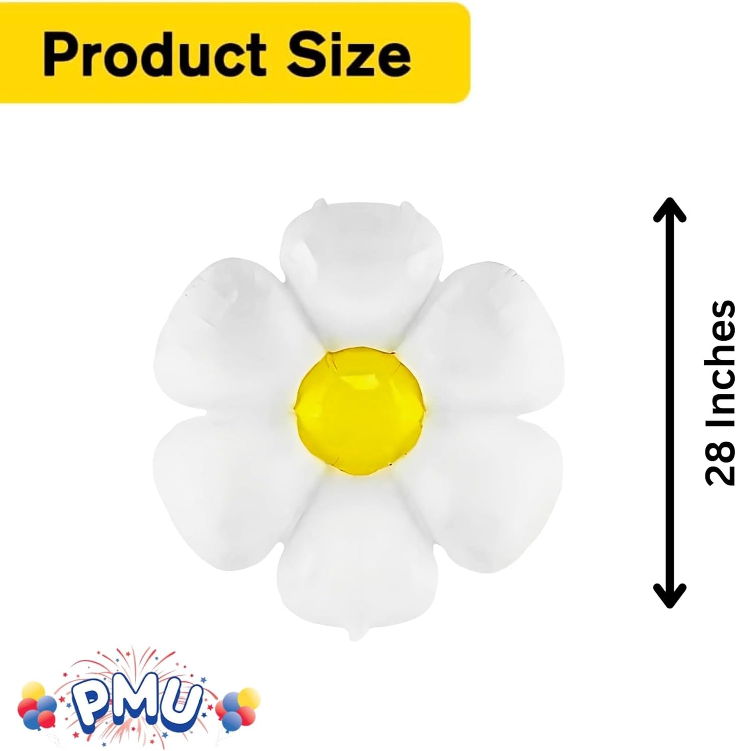 PMU Mylar White Daisy Flower Shaped Mylar Balloon - Party Decorations for Birthday Wedding Baby Shower Party Decorations Supplies