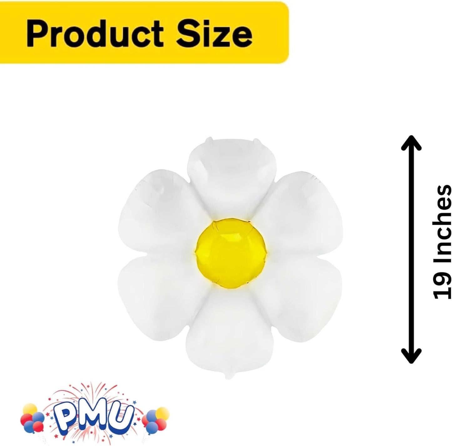 PMU Mylar White Daisy Flower Shaped Mylar Balloon - Party Decorations for Birthday Wedding Baby Shower Party Decorations Supplies