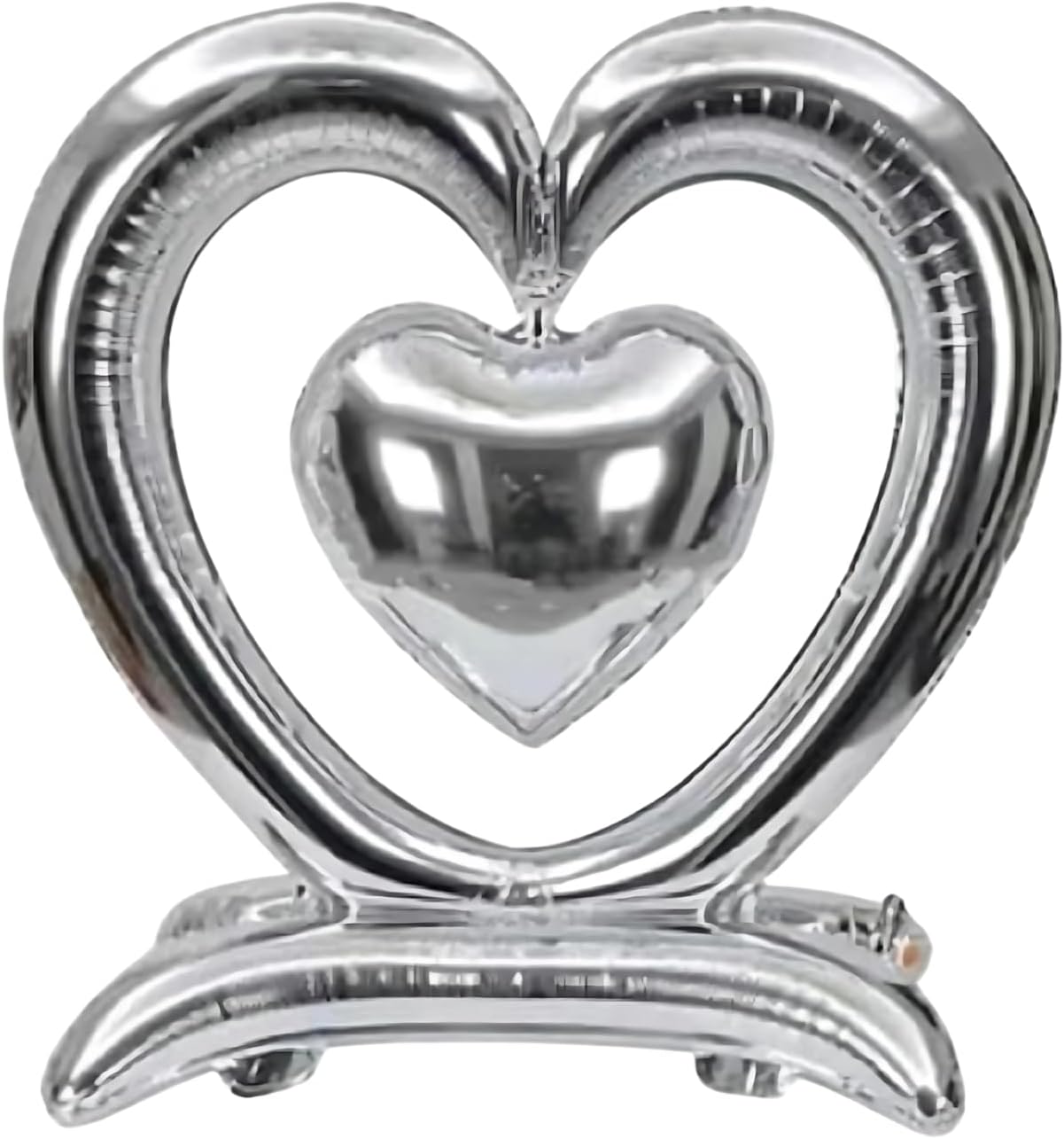 PMU 18-Inch Valentine's Day Heart Shaped Air Inflated Standing Open Heart Tabletop Mylar Foil Balloon