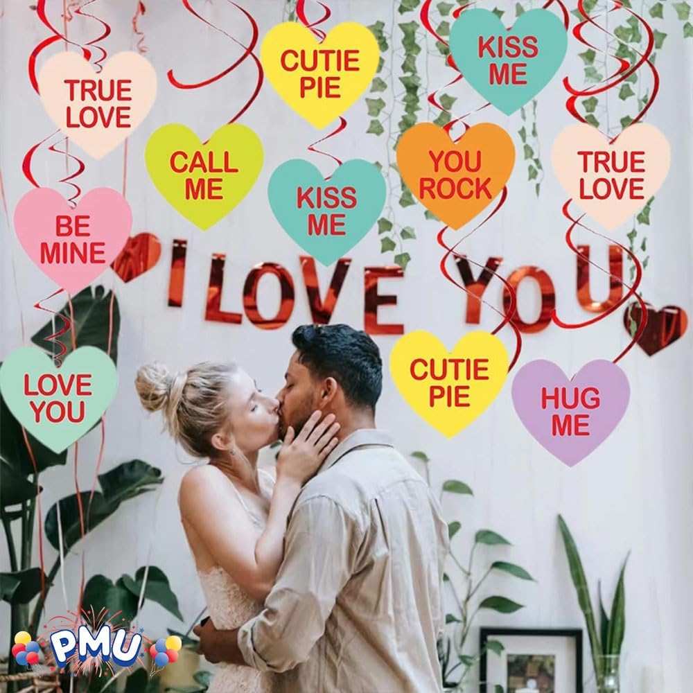 PMU Valentine’s Day Decorations Packaged Candy Heart Cutouts 14 Inch Party Accessory Valentine's Day Theme Event Decoration Indoor/Outdoor Party Accessories (4/pkg) Pkg/1