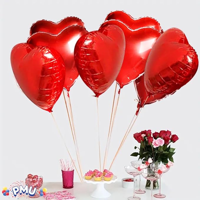 PMU Valentine's Day Red Heart Shaped 18 Inches Mylar - Foil Balloons
