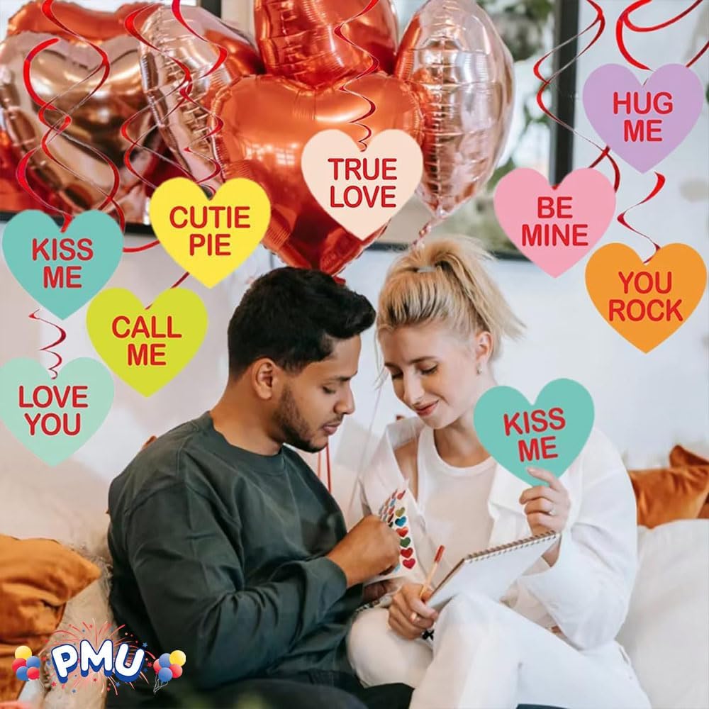 PMU Valentine’s Day Decorations Packaged Candy Heart Cutouts 14 Inch Party Accessory Valentine's Day Theme Event Decoration Indoor/Outdoor Party Accessories (4/pkg) Pkg/1