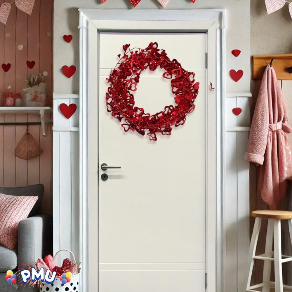 PMU Valentines Heart Garland, Heart Shape Wire Garland, Valentine's Day Garland, Garland Valentines Day Decorations, Heart Shape Valentines Day Decor, Valentines Garland, Heart Garland (25ft.)