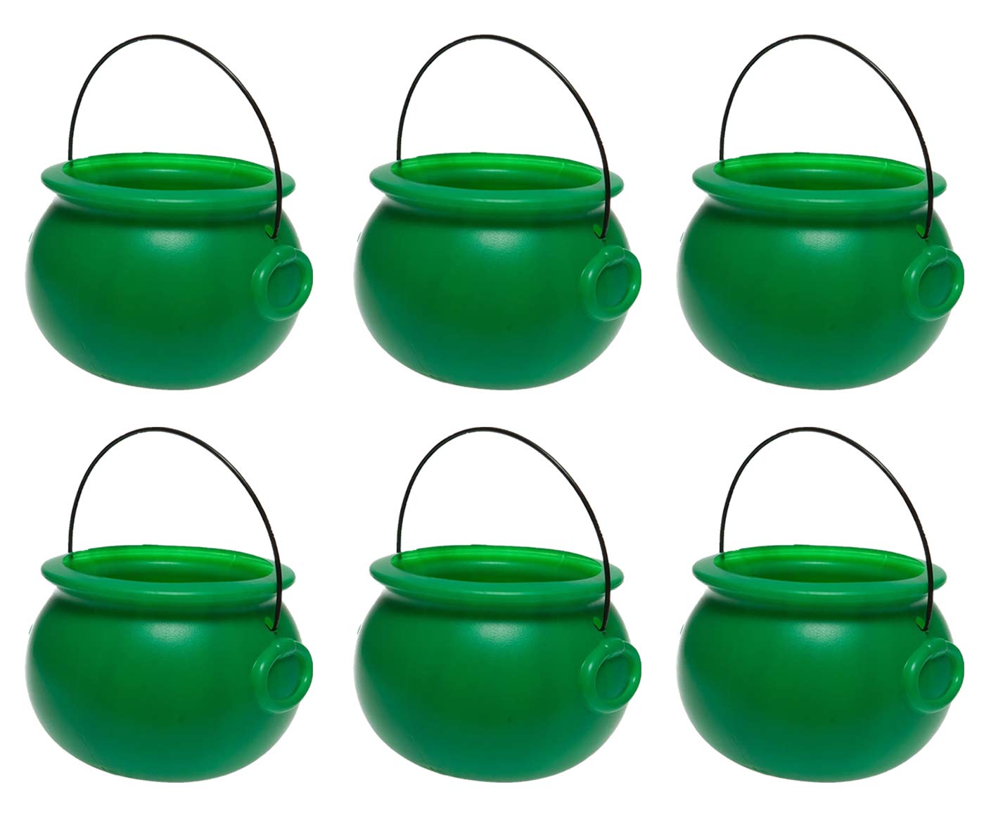 PMU Halloween 8 inch Cauldron Plastic Bucket - Halloween Party Favors - Candy Holder for Kids, Witches Green