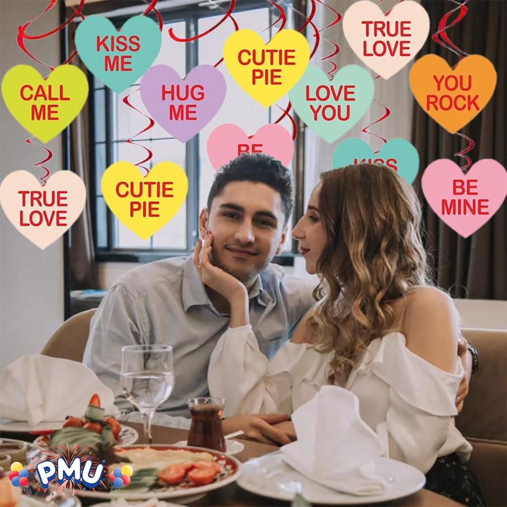 PMU Valentine’s Day Decorations Packaged Candy Heart Cutouts 14 Inch Party Accessory Valentine's Day Theme Event Decoration Indoor/Outdoor Party Accessories (4/pkg) Pkg/1