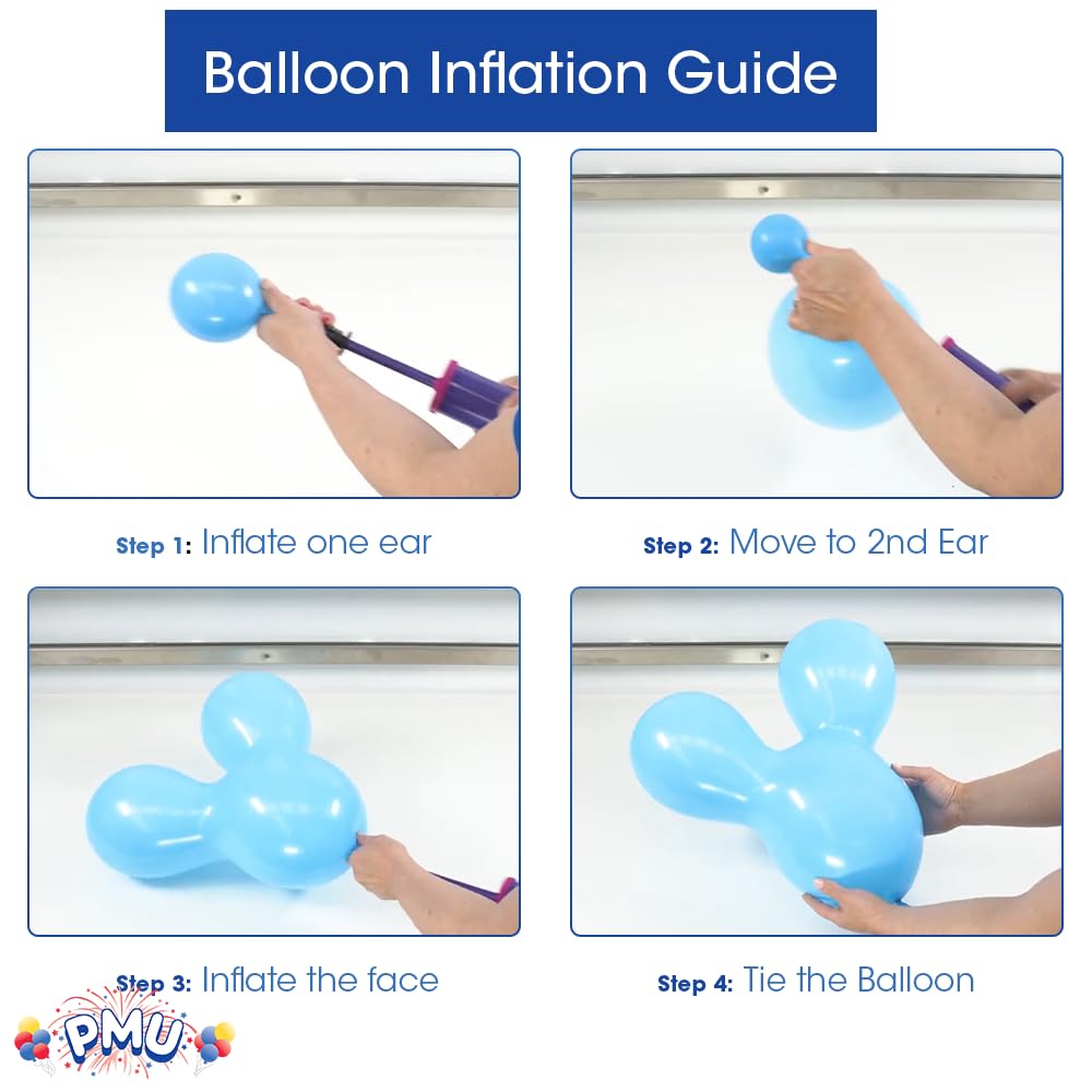 PMU Mouse Head Shaped Balloons 15 Inch PartyTex Latex Great for Mickey Mouse Theme Parties Inflate Mouse Ears first for proper inflation (See Video)