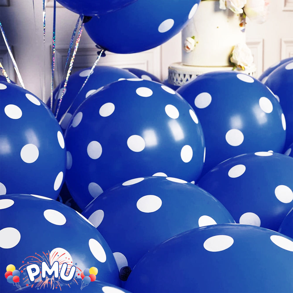 PMU Polka Dot Balloons PartyTex 11 Inch with All-Over Print White Dots