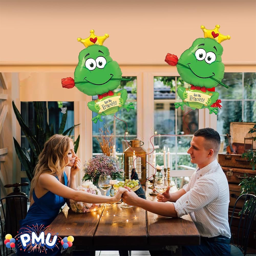 PMU 4 Pieces 39 Inches Valentine's Day Balloons, Kiss Me Princess-Frog Balloons,Love Balloons For Special Events, Photo Props Party Decoration and Accessories (4/Pkg)