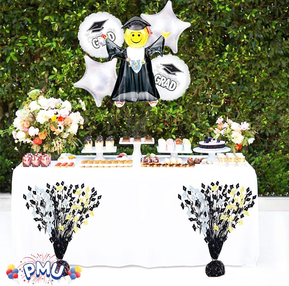 PMU Gradburst Balloon Weight Centerpiece 15 Inch with Die-Cut Metallic