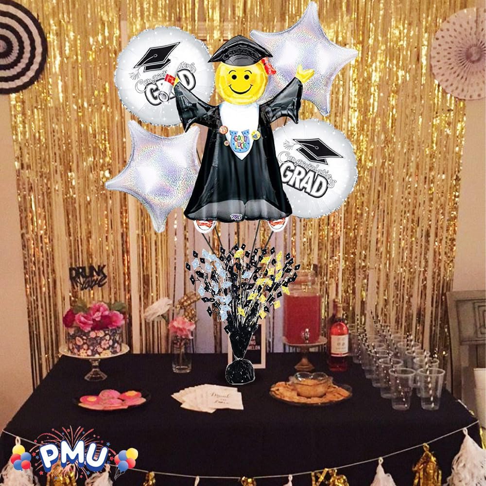PMU Gradburst Balloon Weight Centerpiece 15 Inch with Die-Cut Metallic