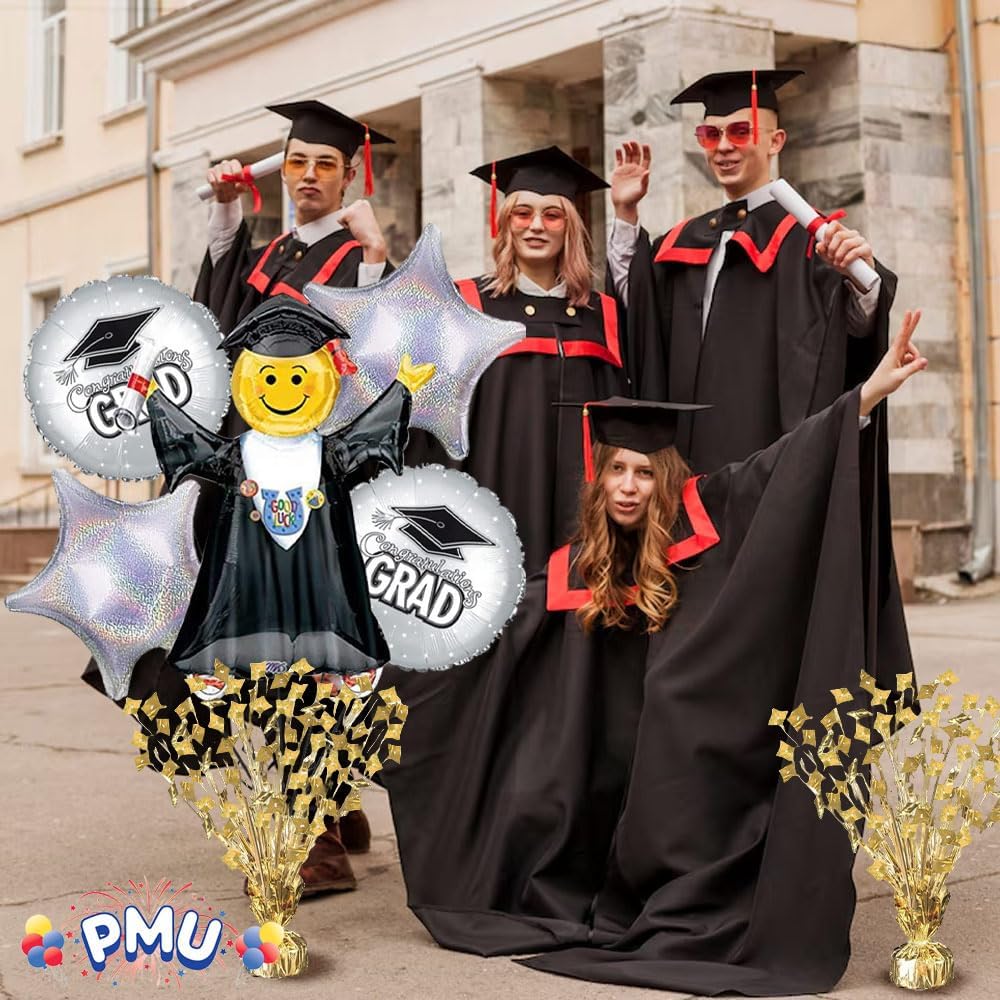 PMU Gradburst Balloon Weight Centerpiece 15 Inch with Die-Cut Metallic