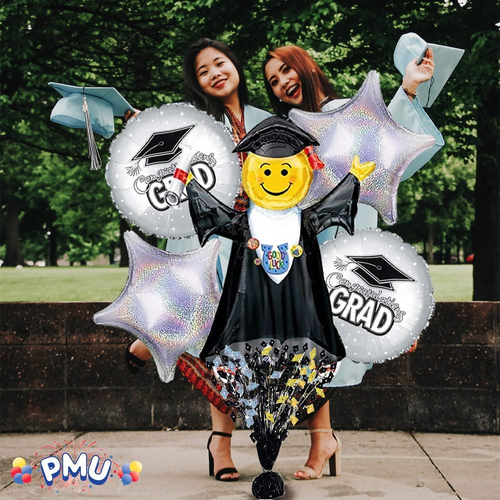PMU Gradburst Balloon Weight Centerpiece 15 Inch with Die-Cut Metallic