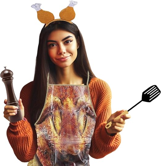 Thanksgiving Turkey Drumstick Headband & Apron Set Party Costume Accessories (2/Pkg) Pkg/1
