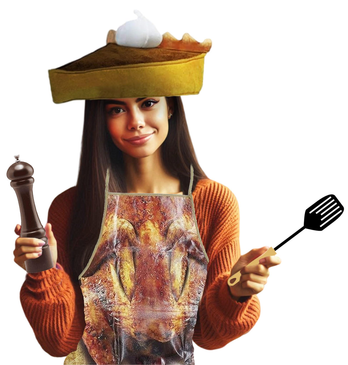 PMU Thanksgiving Pumpkin Pie Hat and Turkey Apron Set Party Costume Accessories (2/Pkg) Pkg/1