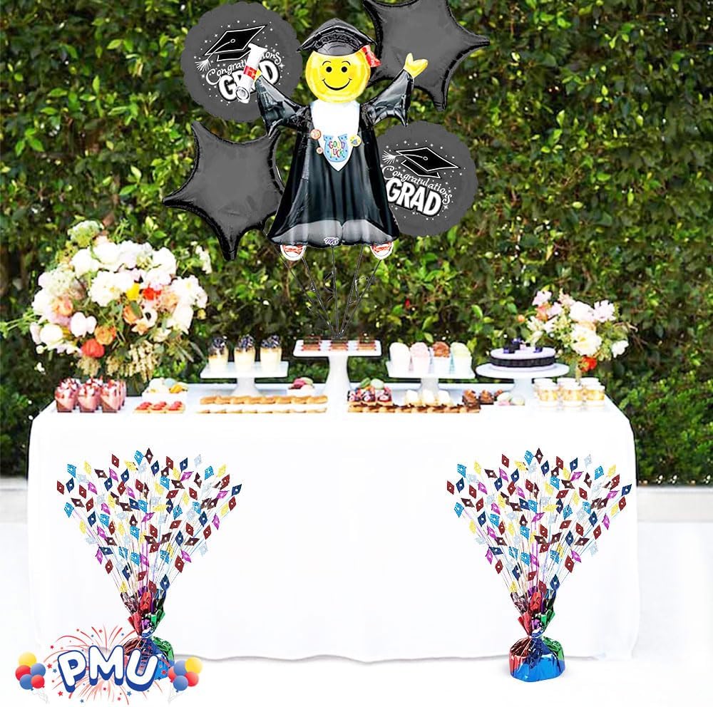 PMU Gradburst Balloon Weight Centerpiece 15 Inch with Die-Cut Metallic