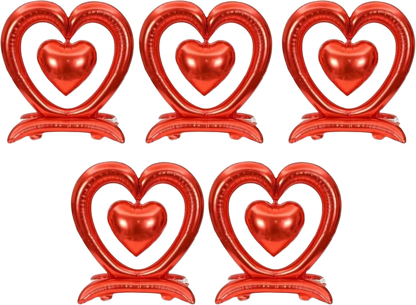 PMU 18-Inch Valentine's Day Heart Shaped Air Inflated Standing Open Heart Tabletop Mylar Foil Balloon
