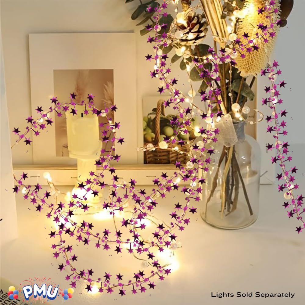 PMU Star Wire Shiny - Garland Halloween, Christmas Party, Wedding, Birthday, Festive Home Decoration Ornament 25ft Tinsel