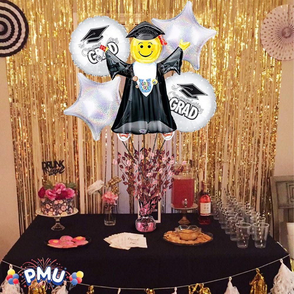 PMU Gradburst Balloon Weight Centerpiece 15 Inch with Die-Cut Metallic