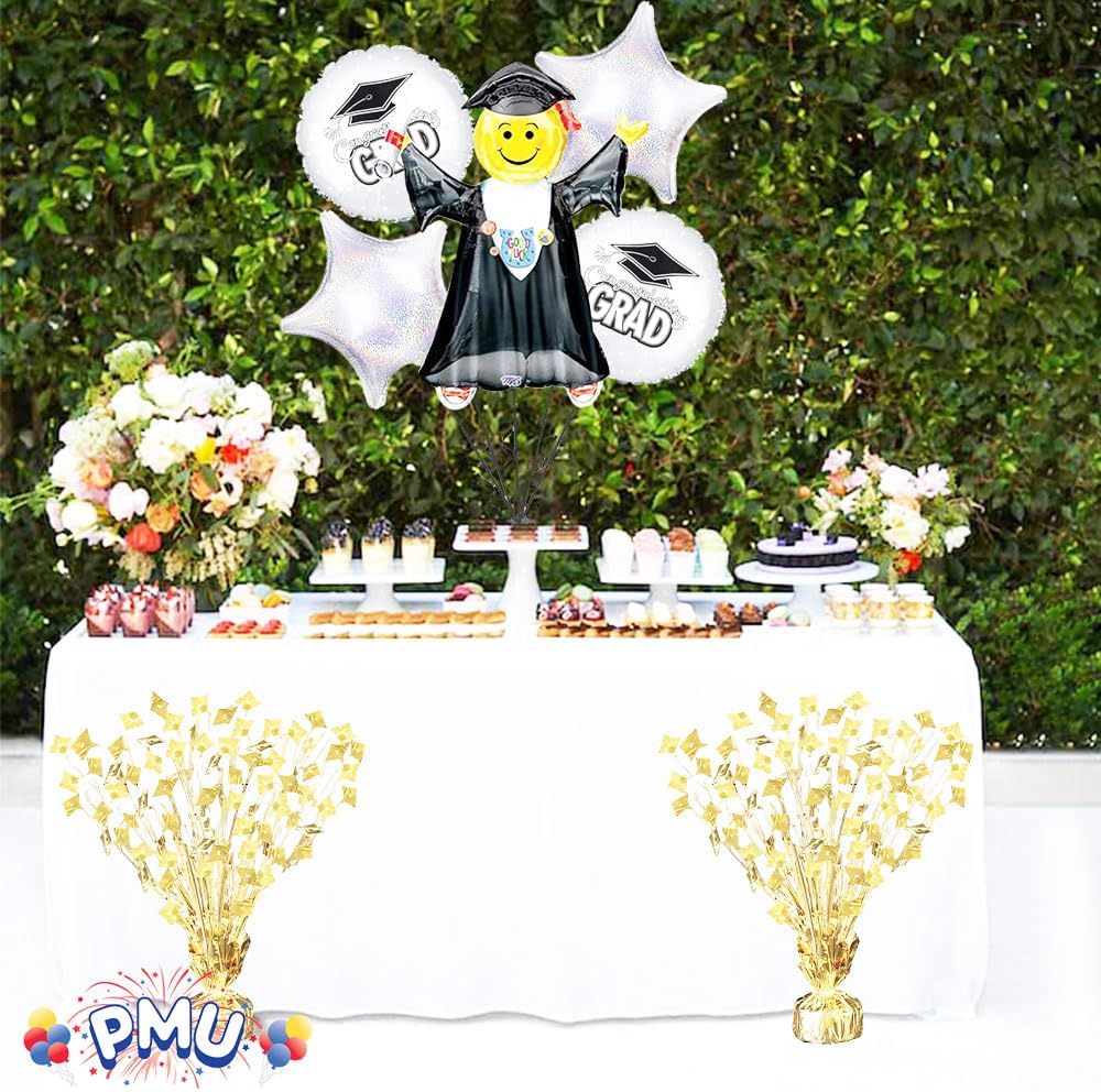 PMU Gradburst Balloon Weight Centerpiece 15 Inch with Die-Cut Metallic