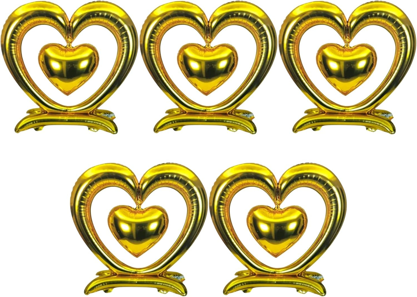 PMU 18-Inch Valentine's Day Heart Shaped Air Inflated Standing Open Heart Tabletop Mylar Foil Balloon